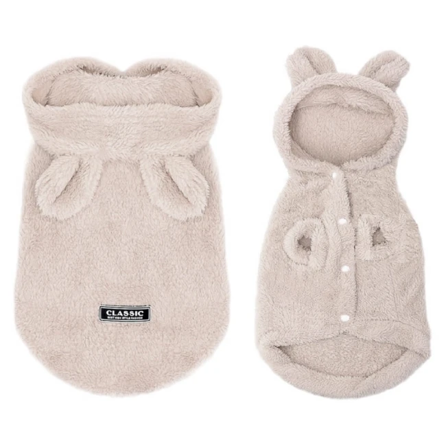 Bluza dla psa futerko z uszkami Beżowa Rozmiar M 