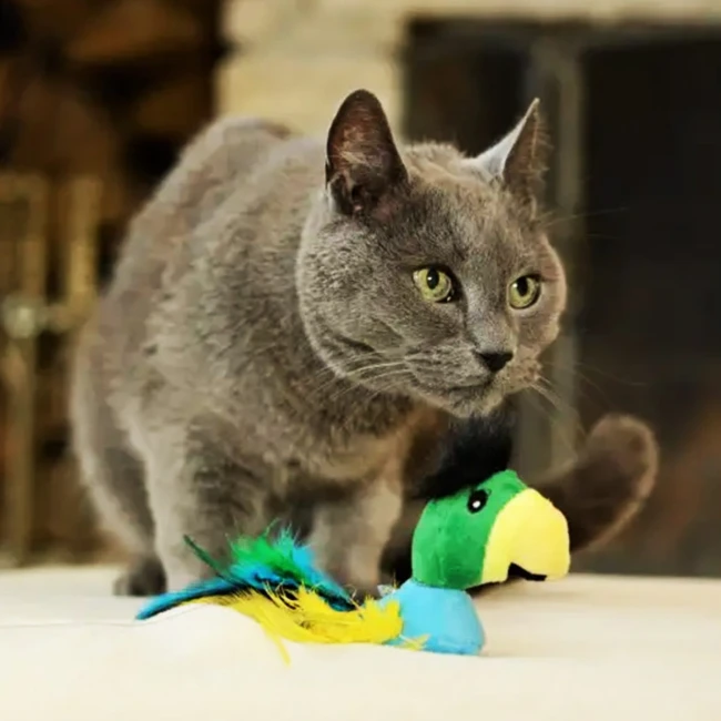 Zabawka dla kota Buba ptak z piórami