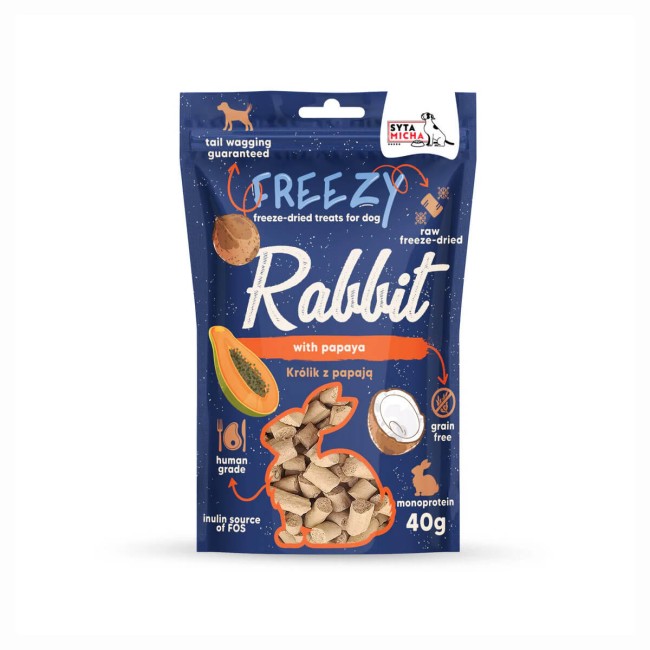 Liofilizowane przysmaki dla psa królik z papają FREEZY 40g