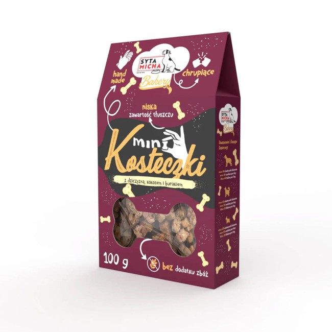 Ciastka dla psa Mini kosteczki z dziczyzną 100g.jpg