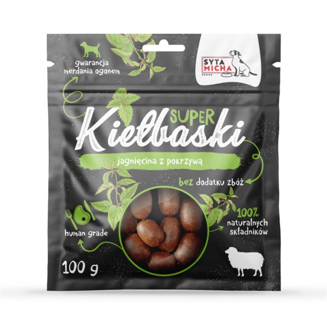 Syta Micha Super kiełbaski z jagnięciną i pokrzywą 100g