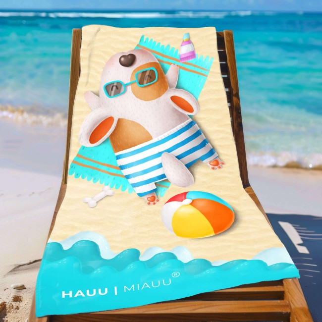 Ręcznik plażowy z mikrofibry pluszowej dla psa Lato w PSIEłni 140x70cm