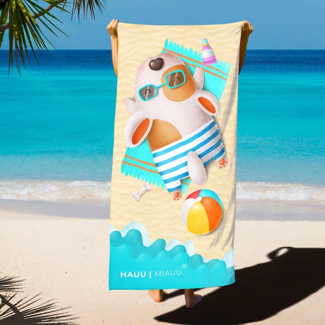 Ręcznik plażowy z mikrofibry pluszowej dla psa Lato w PSIEłni 140x70cm