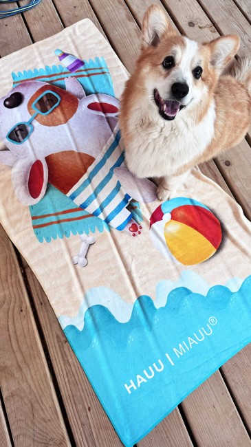 Ręcznik plażowy z mikrofibry pluszowej dla psa Lato w PSIEłni 140x70cm