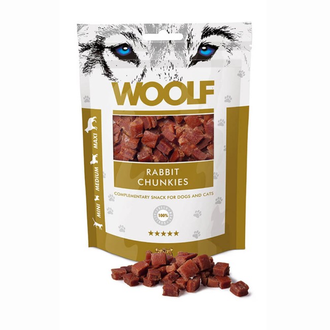 WOOLF Rabbit Chunkies przysmak dla psa 100g